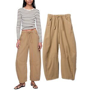 GAP Ultra Soft Easy Cotton-Blend Horseshoe Baggy Wide-Leg Pant (Mojave Tan)